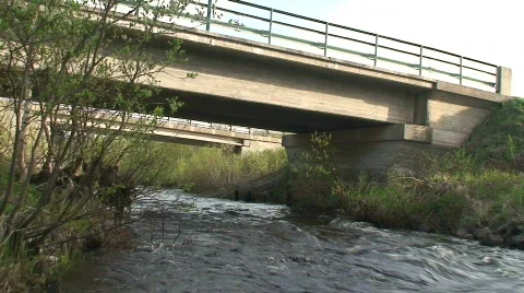 Bridge over small river 1  Stock Footage 131415