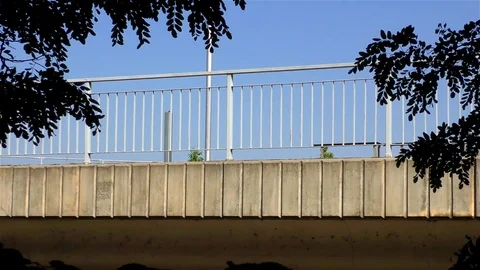 Bridge over a small river and the car on it Stockbeeldmateriaal 73198496