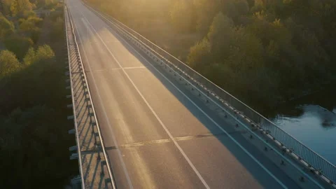 Bridge over a small river. Autumn landscape. Stock Footage 165858539