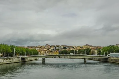 Bridge over the Soane River in Lyon, France Stock Photos
