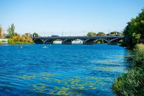 Bridge over the Southern Bug River in Vinnytsia Ukraine Stock Photos