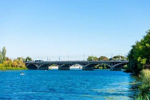 Bridge over the Southern Bug River in Vinnytsia Ukraine Stock Photos