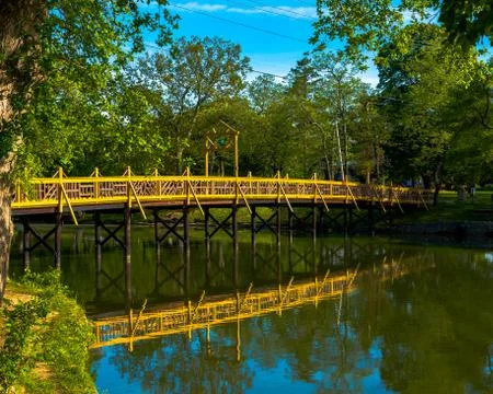 Bridge Over Spring Lake Stock Photos
