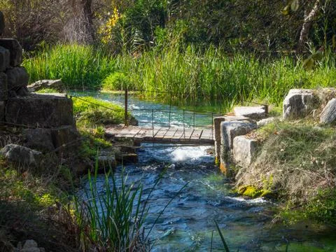Bridge over the stream Stockfoto's