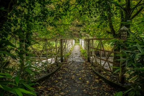 Bridge over swollen river Stock Photos