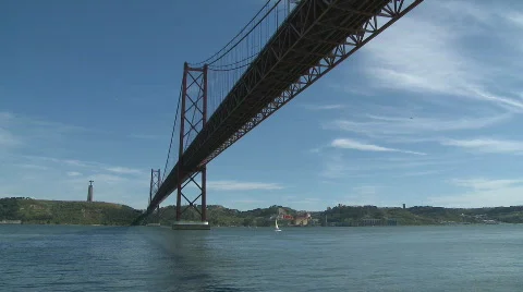 Bridge over Tagus river Stock Footage 527388