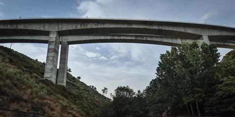 Bridge over the Tinhela River belonging to the A4 highway near Murça, Portugal Stock Photos