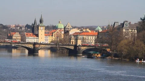 Bridge over the Vitava in Prague 1 Stock Footage 88511186
