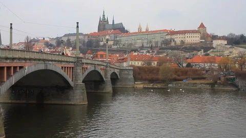 Bridge over the Vitava in Prague 2 Stock Footage 88511184