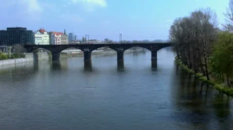 Bridge over Vltava river in Prague, Czech Republic Stock Footage 11058538