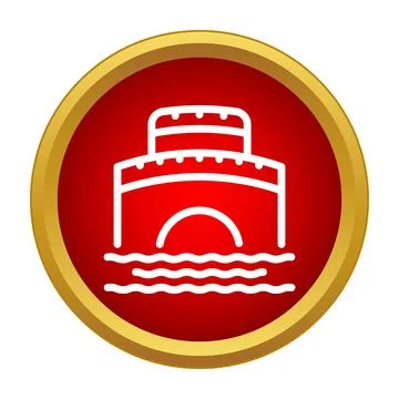 Bridge over water icon in red circle Ilustração Stock