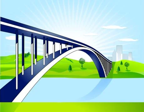 Bridge over water Stock Illustration
