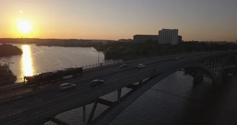 Bridge Over Water With Sunset Video stock 120682106