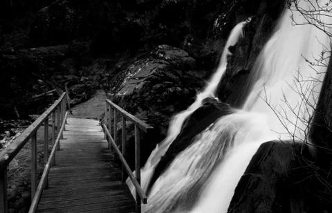 Bridge Over Waterfall Stock Photos