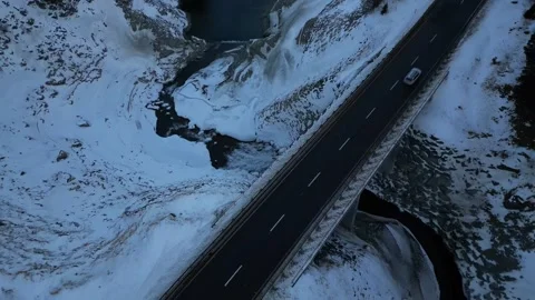 Bridge over waterfall winter vibes Video stock 303177612