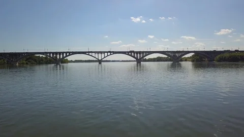 Bridge over a wide river 2 Stock Footage 103587972