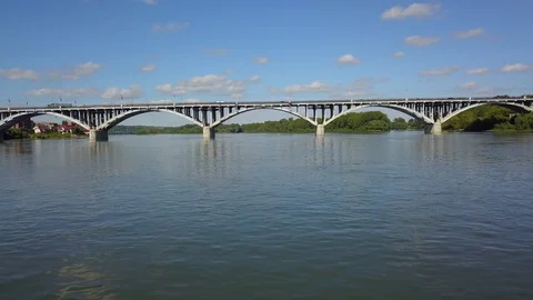 Bridge over a wide river 스톡 동영상 103586318