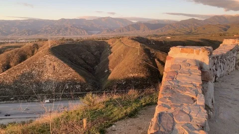 Bridge overlook of interstate Stock Footage 126020843