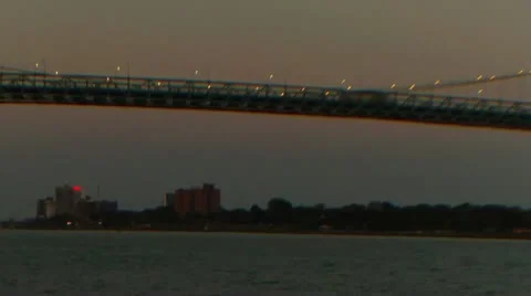 Bridge Pan Shot at Night (HD) Stock Footage 11398729