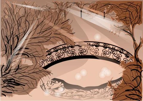 Bridge in the park Ilustração Stock