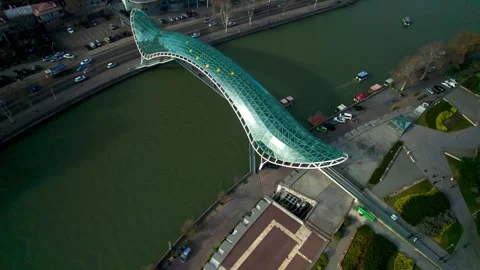 Bridge of Peace over the Mtkvari River in Tbilisi. Georgia Stock Footage 271095865