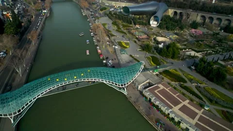 Bridge of Peace over the Mtkvari River in Tbilisi. Georgia Stock Footage 271095866