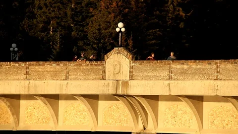 Bridge with people watching from Stock Footage 101985851