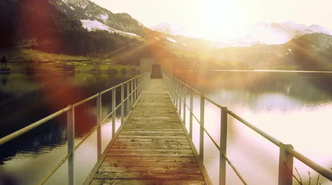 Bridge pier road. closed door. locked sign. future. sunset panorama 動画素材 64538672