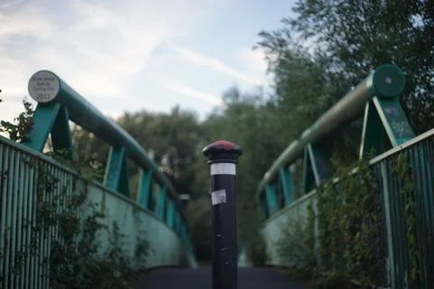 Bridge with pole in centre Stock Photos