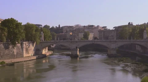 Bridge Ponte Sant Angelo in Rome across river Tiber 動画素材 66994107