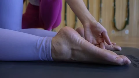 Bridge Pose Knee and Shoulder Relax Close Up Yoga Exercise Video Stock Footage 331729679