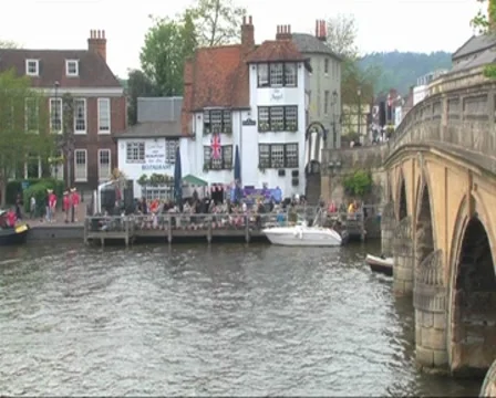 Bridge, Pub and Boat Stock Footage 8357931
