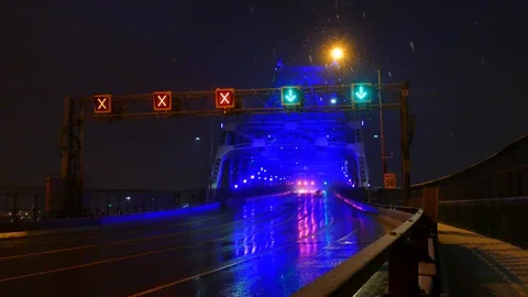 Bridge with purple light Stock Footage 125549446