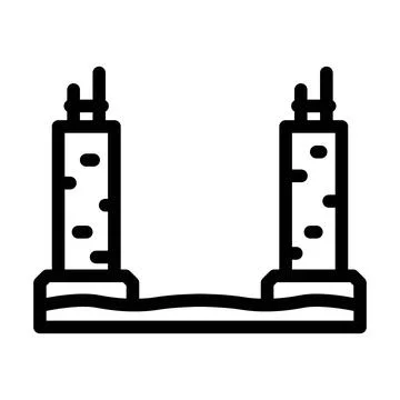 Bridge pylons construction engineering for infrastructure development Illustrazione stock