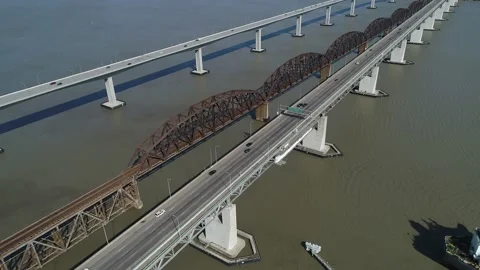 Bridge with railroad bridge inbetween Stockbeeldmateriaal 136134513