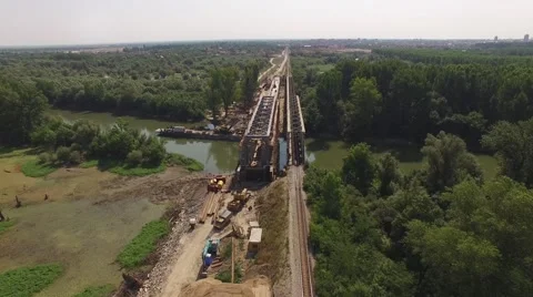Bridge railway reconstruction Видео 60343144