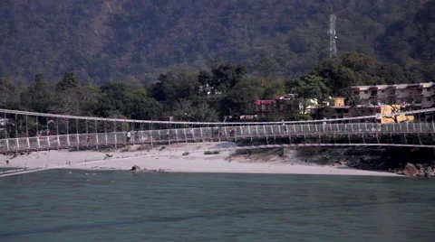 Bridge Ram Jhula Over Ganges River Stock Footage 41759536