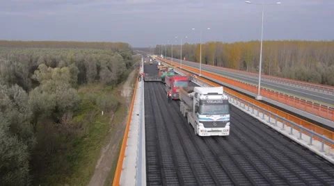 Bridge reconstruction aerial view Stock Footage 46666799