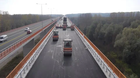 Bridge reconstruction aerial view Stock Footage 46666831