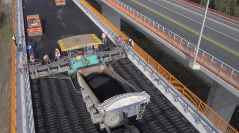 Bridge reconstruction aerial view Stock Footage 46667108