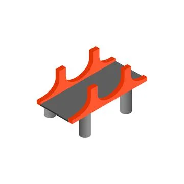 Bridge with red pillars icon in isometric 3d style Ilustración de archivo