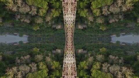 Bridge is reflected in the water below Stock Footage 321390141