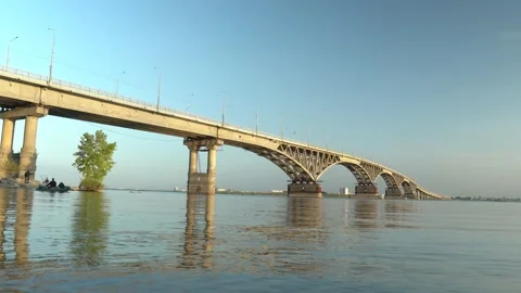 The bridge is reflected in the water Video stock 148104075