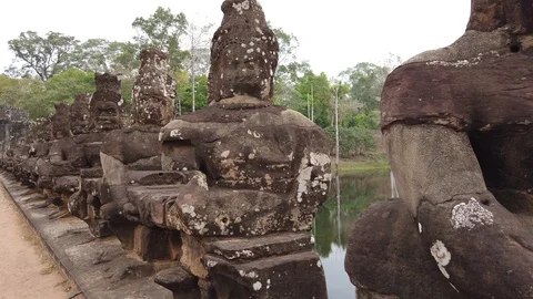 The bridge with the remains of stone figures, Stock Footage 105809297