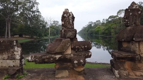 The bridge with the remains of stone figures, Stock Footage 105810322