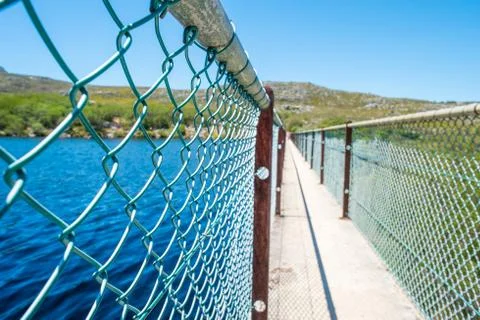 Bridge on the reservoir Stock Photos