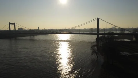 A bridge on the rhine river Stock Footage 100560629