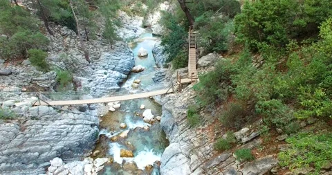 A Bridge on the River 4k Aerial View Stock Footage 148345114