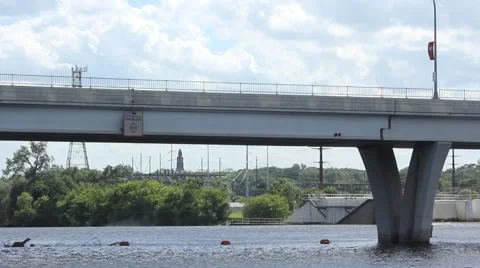 Bridge on River above Dam 스톡 동영상 52787259