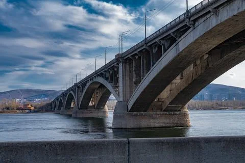 Bridge river bank Stock Photos